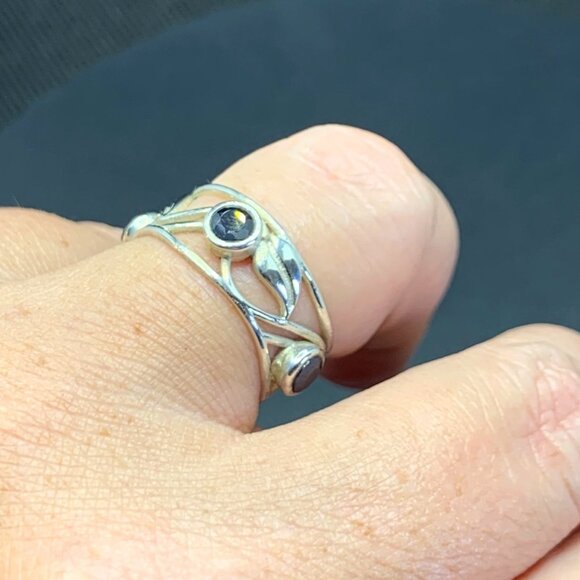 Sterling Silver 925 Black Sapphire Bezel Set Cigar Band 8.25mm Wide Ring Size 8 - Picture 5 of 8